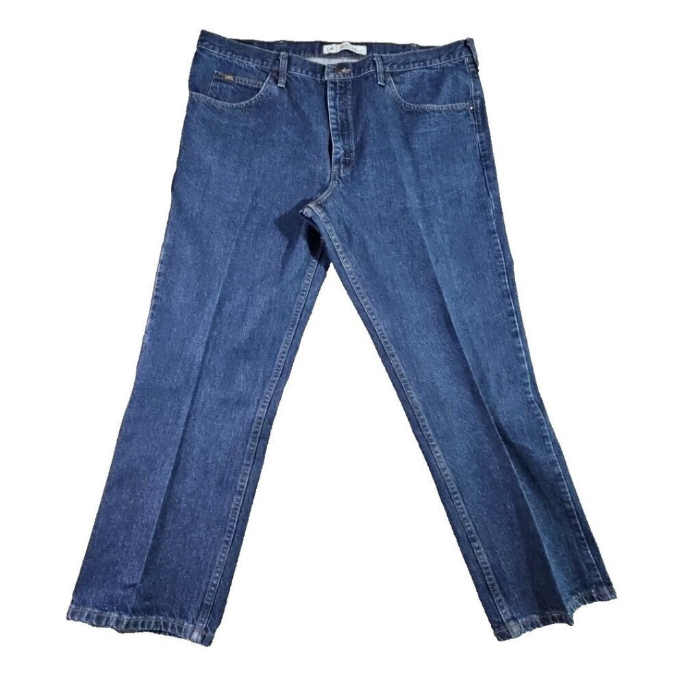 Lee Jeans Men's Size W42xL29 Regular Fit Dark Wash Wide Leg 100% Cotton